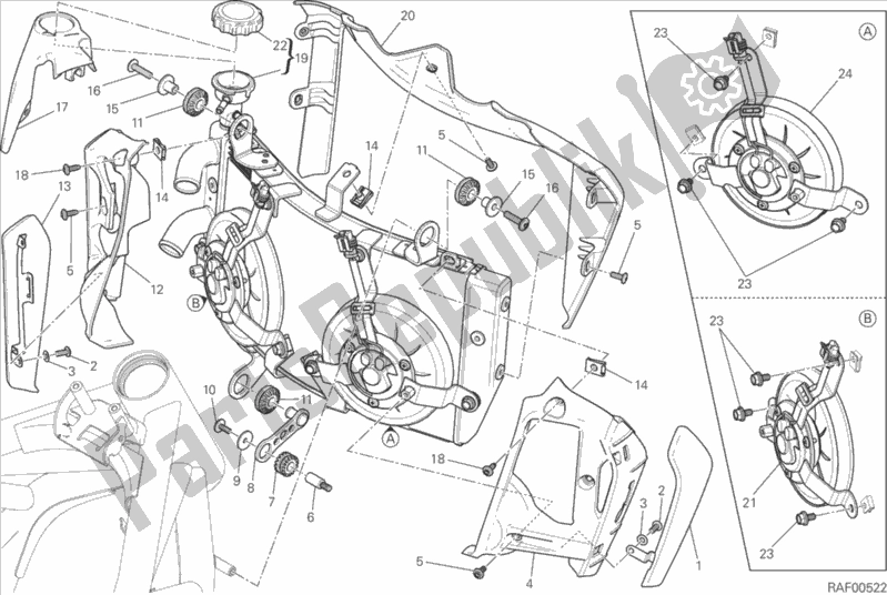 Todas as partes de Refrigerador De água do Ducati Monster 1200 S 2016